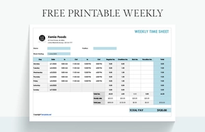 Printable Weekly Timesheet