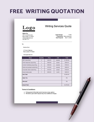 Writing Quotation Template