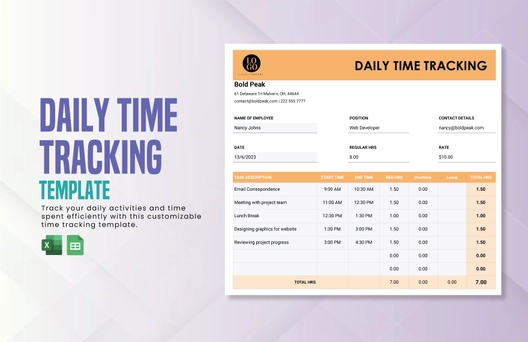 Daily Time Tracking Template