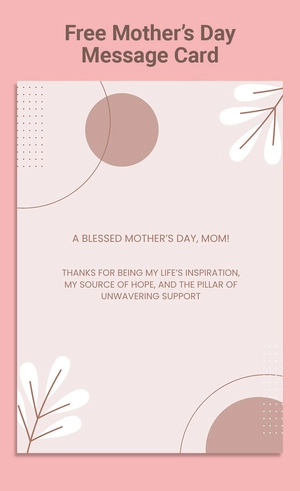 Mother's Day Message Card