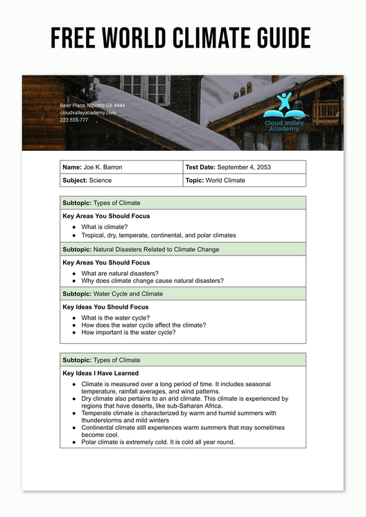 World Climate Guide Template