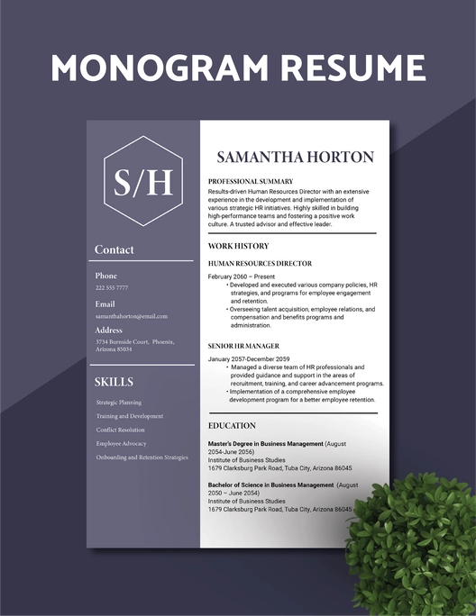 Monogram Resume Template