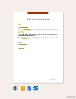 Letter of Support for Individual