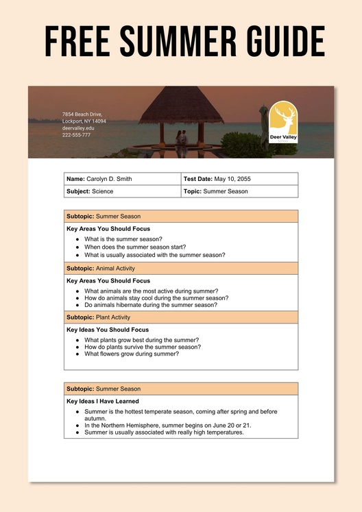 Summer Guide Template