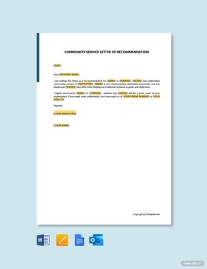 Community Service Letter of Recommendation
