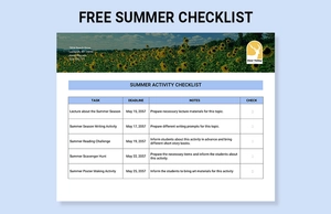 Summer Checklist Template