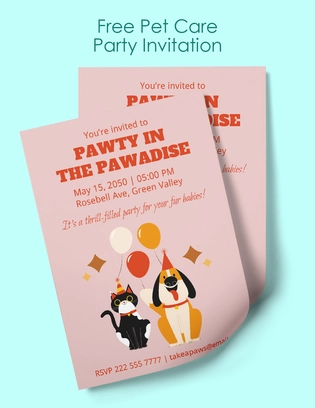 Pet Care Party Invitation