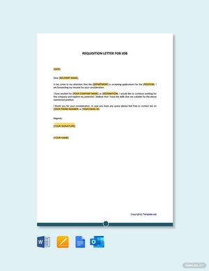 Requisition Letter for Job Requisition Letter for Job