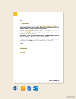 Resignation Letter for Personal Family Reasons