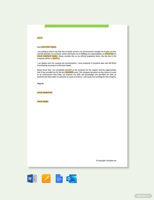 Resignation Letter for Family Reasons