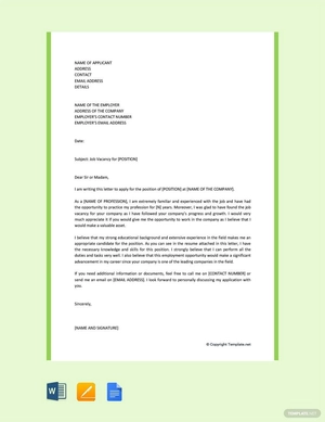 Sample Motivation Letter for job application Template