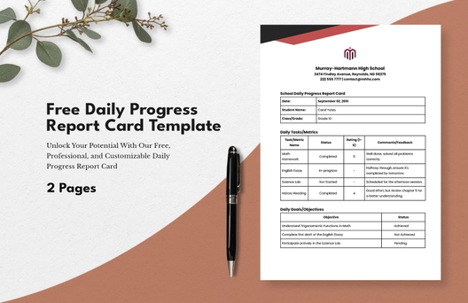 Daily Progress Report Card Template