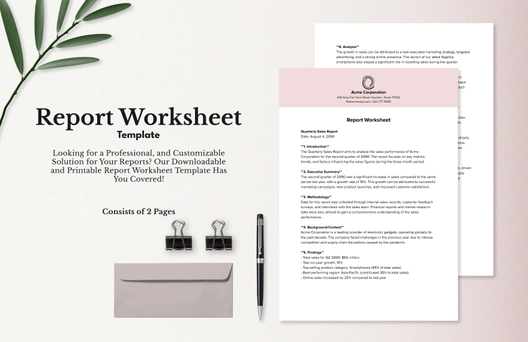 Report Worksheet Template Report Worksheet Template