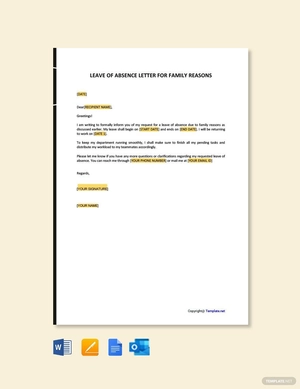 Leave of Absence Letter for Family Reasons
