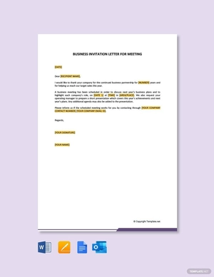 Business Invitation Letter for Meeting Business Invitation Letter for Meeting