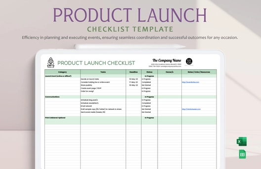 Product Launch Checklist Template Product Launch Checklist Template