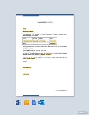 Placing Order Letter