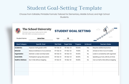 Student Goal-Setting Template