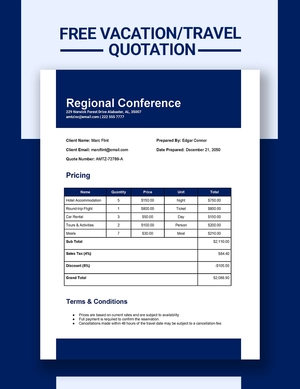 Vacation/Travel Quotation Template Vacation/Travel Quotation Template