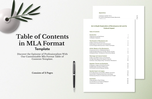 Table of Contents in MLA Format Template
