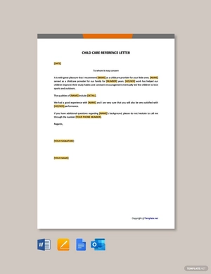 Child Care Reference Letter Template