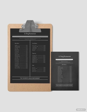 Simple Asian Restaurant Menu Template