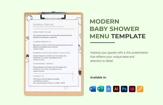 Modern Baby Shower Menu Template