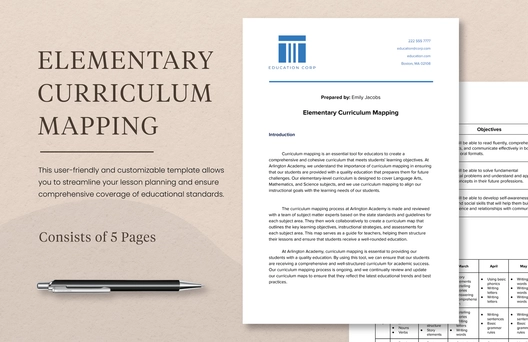 Elementary Curriculum Mapping Template