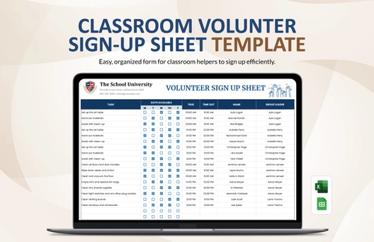Classroom Volunteer Sign-Up Sheet