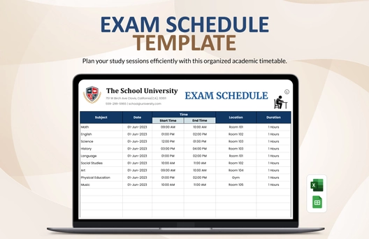 Exam Schedule Template