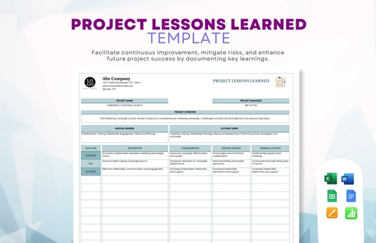 Project Lessons Learned Template