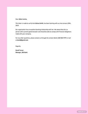 Credit Reference Letter Template