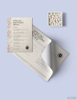 Simple Birthday Menu Template