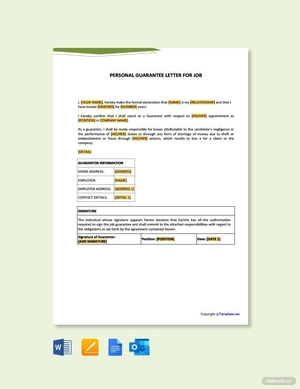 Personal Guarantee Letter for Job