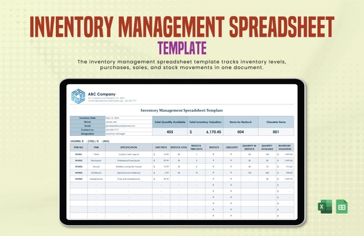 Inventory Management Spreadsheet Template