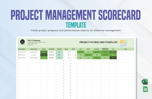 Project Management Scorecard Template