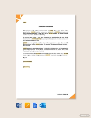 Personal Letter of Recommendation for College Personal Letter of Recommendation for College