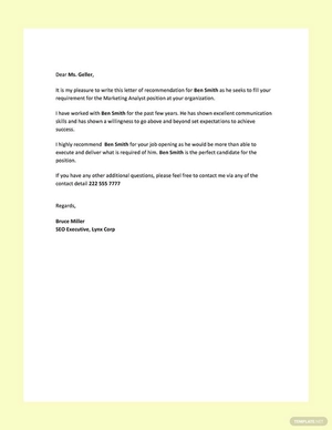 Formal Reference Letter Template