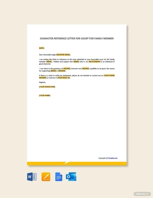 Character Letter For Court for Family Member