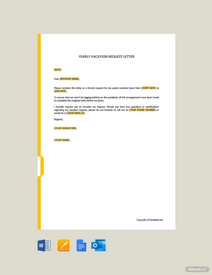 Yearly Vacation Request Letter