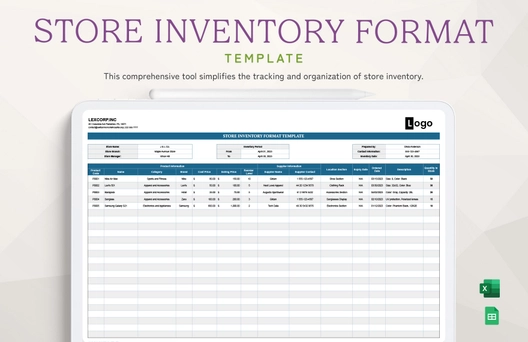 Store Inventory Format Template