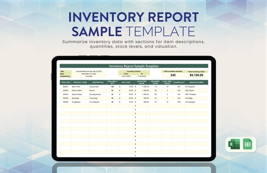 Inventory Report Sample Template