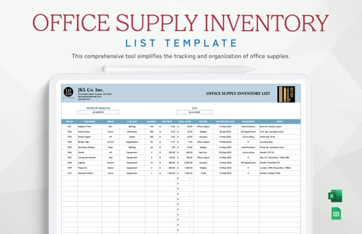 Office Supply Inventory List Template
