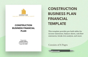 Construction Business Plan Financial Template