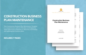 Construction Business Plan Maintenance Template
