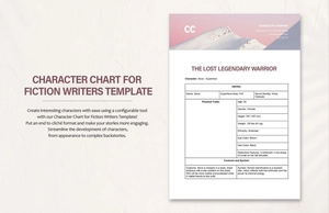 Character Chart for Fiction Writers