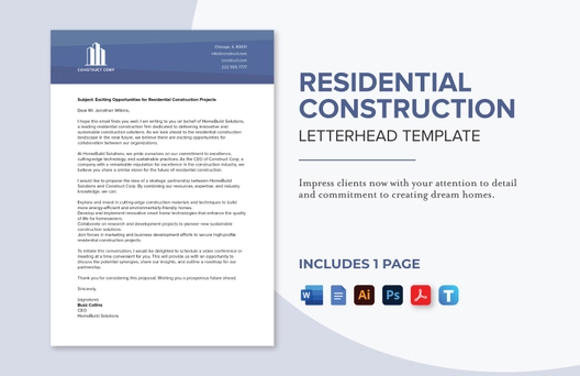 Residential Construction Letterhead Template