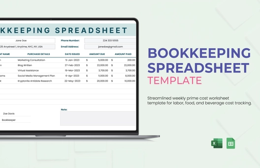 Bookkeeping Spreadsheet Template