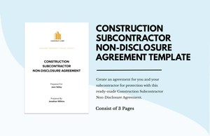 Construction Subcontractor Non-Disclosure Agreement