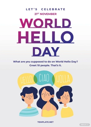 World Hello Day Greeting Card Template